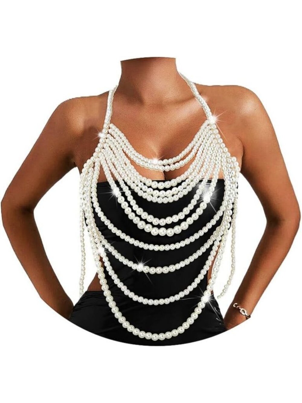 Elegant Pearl Body Chain Necklace - Women's Fashion Jewelry for Weddings
